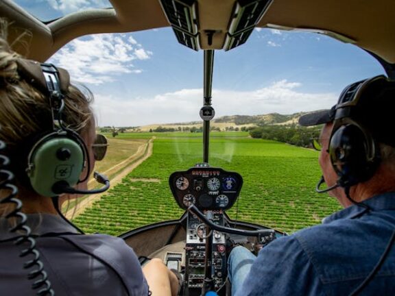 helicopter cockpit with two pilots